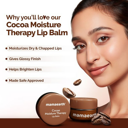Mamaearth Cocoa Moisture Therapy Lip Balm with Cocoa Butter & Coffee For Dry & Chapped Lips - 15 gm