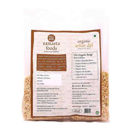 Samasta Foods Organic Arhar Dal (Pigeon Pea Split) - 500 gm