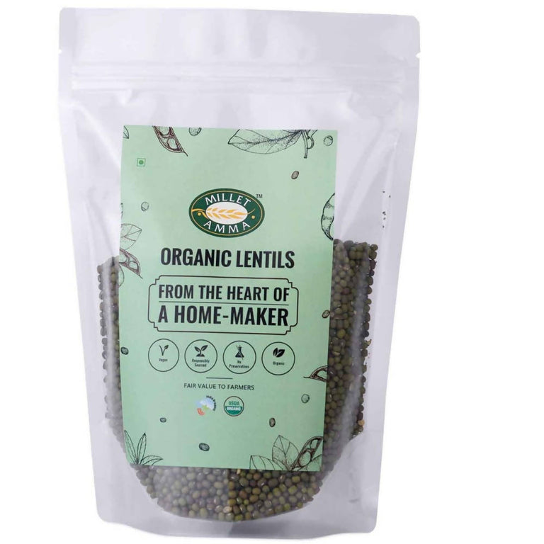 Millet Amma Organic Green Gram Dal Whole - 500 gm