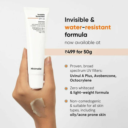 Minimalist Invisible Sunscreen SPF 40+ PA +++ - 50 gm