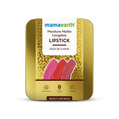 Mamaearth Moisture Matte Long Stay Lipstick Gift Set - Bright and Bold - Gift set