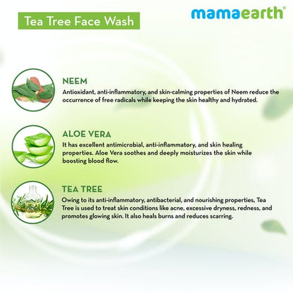 Mamaearth Tea Tree Face Wash for Acne & Pimples - 100 ml - Pack of 1