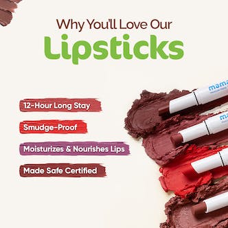 Mamaearth Moisture Matte Long Stay Lipstick-Raspberry Scarlet - Limited Time Offer - 2 gm
