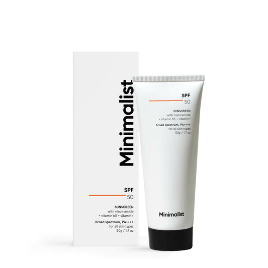 Minimalist Sunscreen SPF 50 PA++++ With Multi-Vitamin For Reducing Photoaging & No White Cast - 50 gm