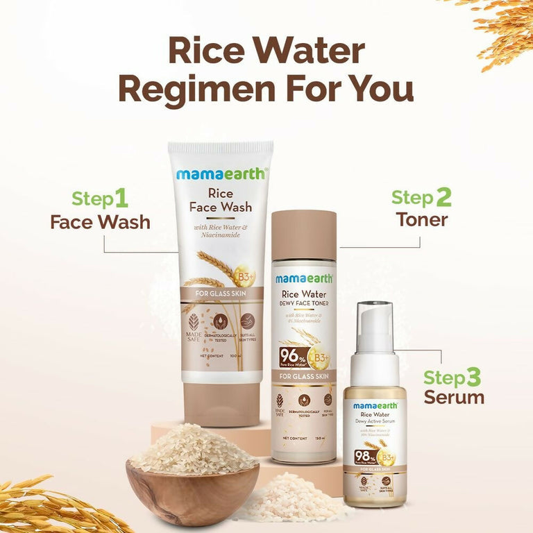 Mamaearth Rice Water Dewy Face Toner with 96% Pure Rice Water Extract & 4% Niacinamide for Glass Skin - 150 ml