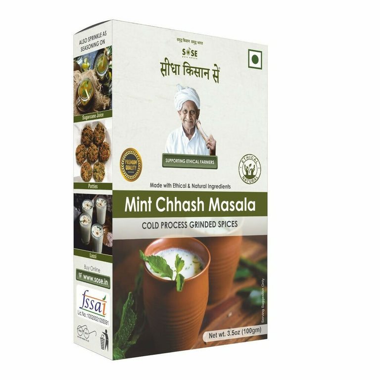 Gir Sidha Kisan Se Natural Mint Chhash Masala - 100 gm - Pack of 2