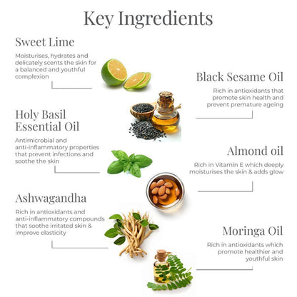 Forest Essentials Body Massage Oil Sweet Lime & Basil - 130 ml