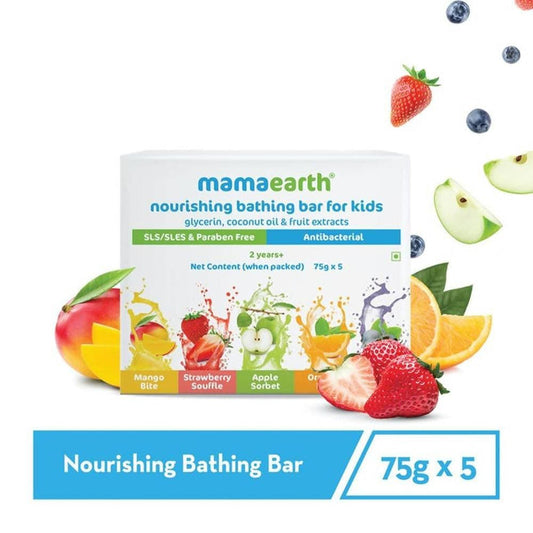 Mamaearth Nourishing Baby Bathing Bar Soap For Gently Cleanses, Retains Moisture, Fruity Essence - 75 gm (set of 5)