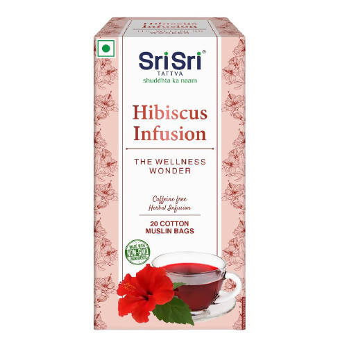 Sri Sri Tattva Infusion Cotton Muslin Bag - Hibiscus - 20 Bags
