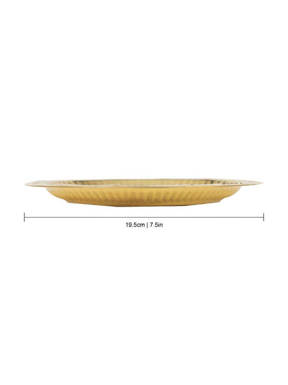 Spillbox Gold-Toned Brass Leaf Thali Round Pooja Essential