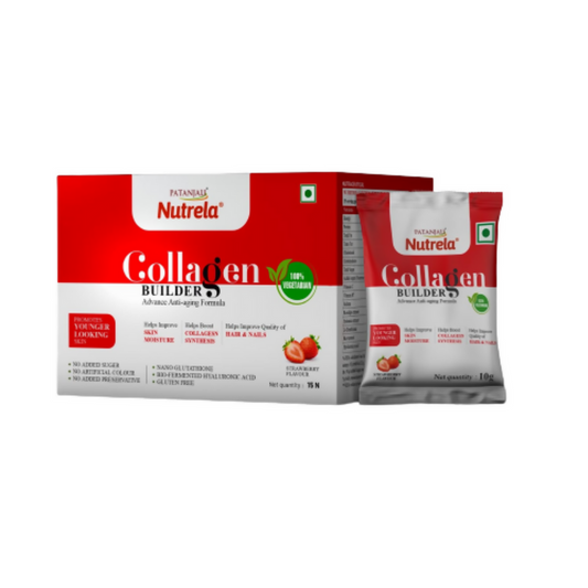 Patanjali Nutrela Collagen Builder Powder - Strawberry Flavour - 15 Sachets