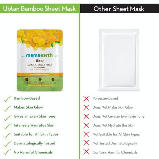 Mamaearth Ubtan Bamboo Sheet Mask with Turmeric & Saffron - 25 gm