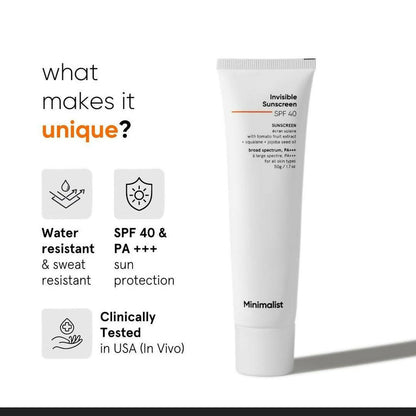Minimalist Invisible Sunscreen SPF 40+ PA +++ - 50 gm