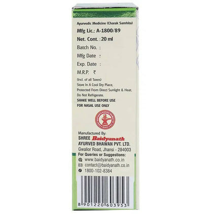 Baidyanath Jhansi Anu Taila Ayurvedic Nasal Drops - 20 ml