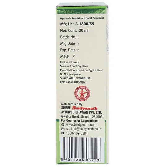 Baidyanath Jhansi Anu Taila Ayurvedic Nasal Drops - 20 ml