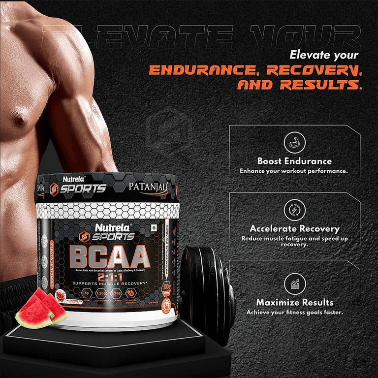 Patanjali Nutrela Sports BCAA Powder (Watermelon Flavour) - 300 gm