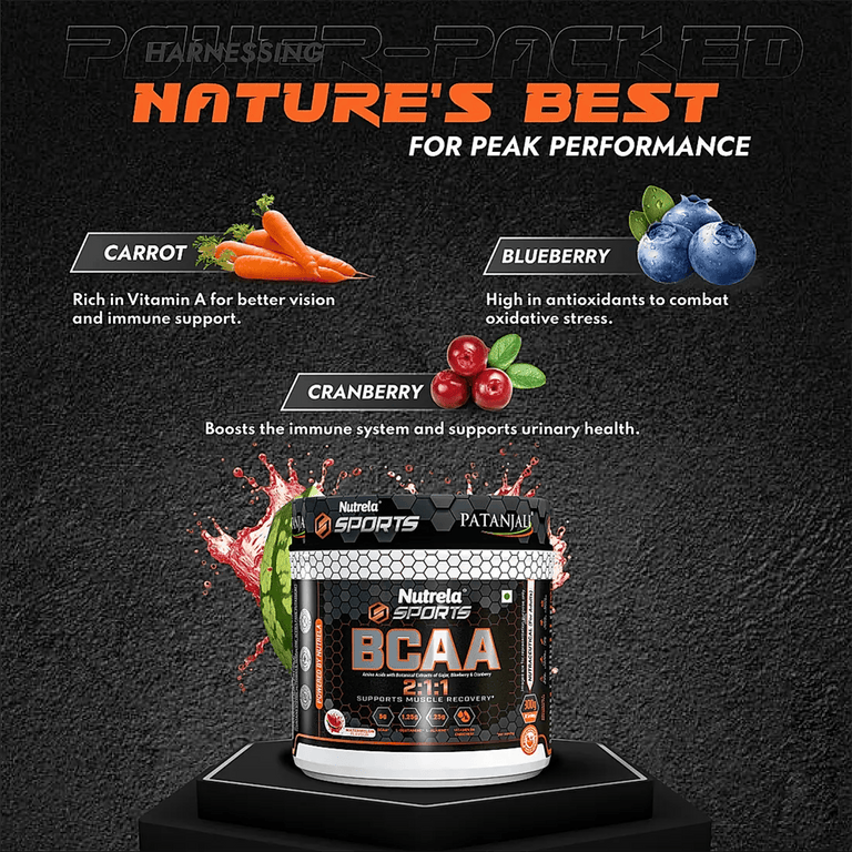 Patanjali Nutrela Sports BCAA Powder (Watermelon Flavour) - 300 gm