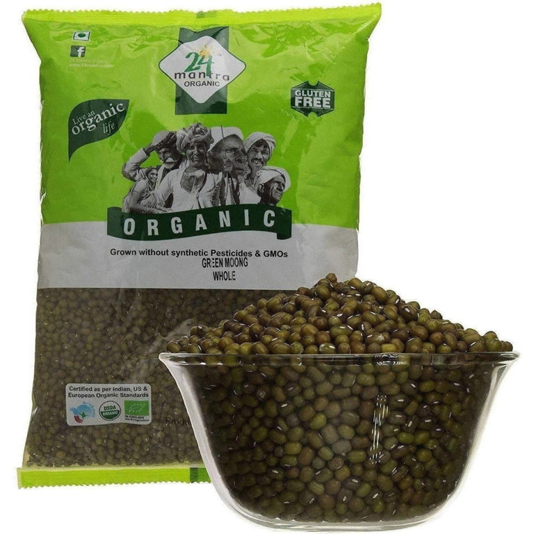 24 Mantra Organic Green Moong Whole - 500 gm