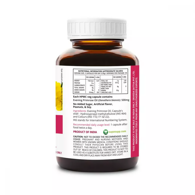 Sri Sri Tattva Supasupp SupaSupp Evening Primrose Oil Capsules - Women's Health - 60 caps