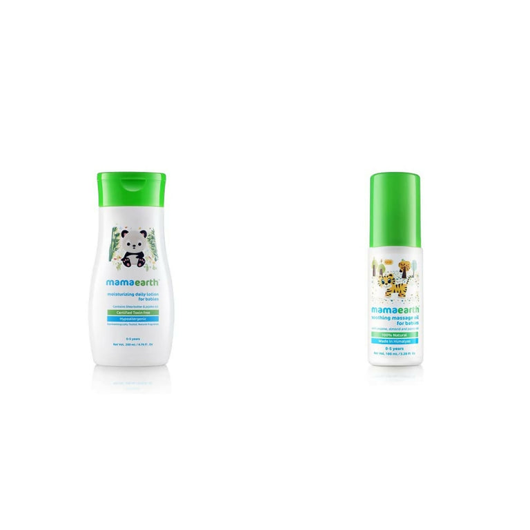Mamaearth Daily Moisturizing Lotion & Soothing Baby Massage Oil, With Sesame, Almond & Jojoba Oil - combo