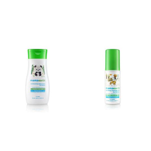 Mamaearth Daily Moisturizing Lotion & Soothing Baby Massage Oil, With Sesame, Almond & Jojoba Oil - combo