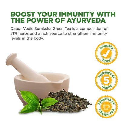 Dabur Vedic Suraksha Green Tea With Herbs Bags - 25 Bags