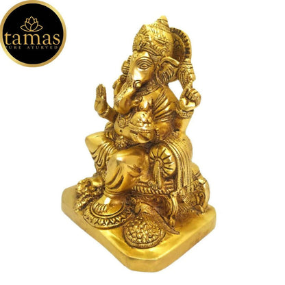 Tamas Brass Lord Ganesh Lakshmi Statue (Golden) - Combo