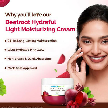 Mamaearth Beetroot Hydraful Light Moisturizing Cream with Beetroot & Hyaluronic Acid For Hydrated Pink Glow - 200 gm