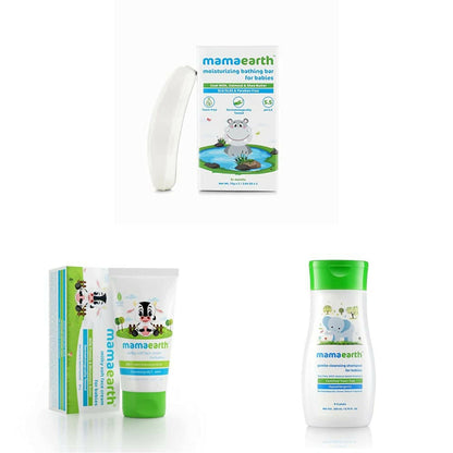 Mamaearth Moisturizing Baby Bathing Soap Bar & Milky Soft Natural Baby Face Cream & Gentle Cleansing Baby Shampoo - combo
