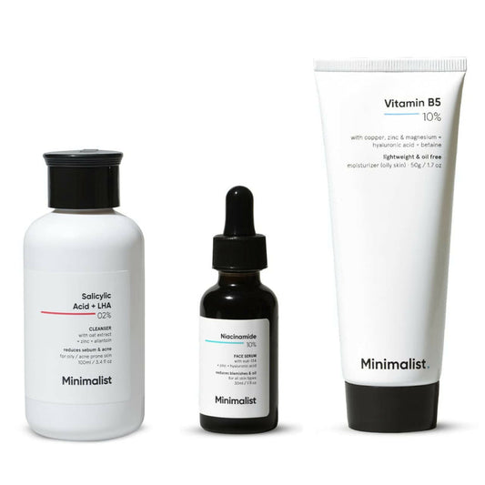 Minimalist Oily Skincare Kit For Women & Men, Face Wash, Serum & Moisturizer - kit