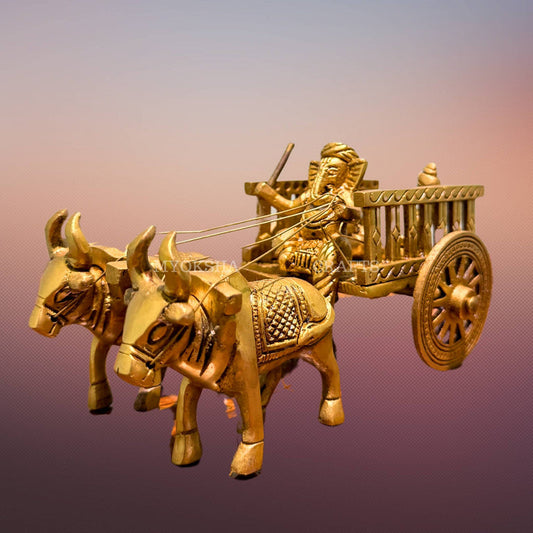 Brass Bullock Cart with Ganesha