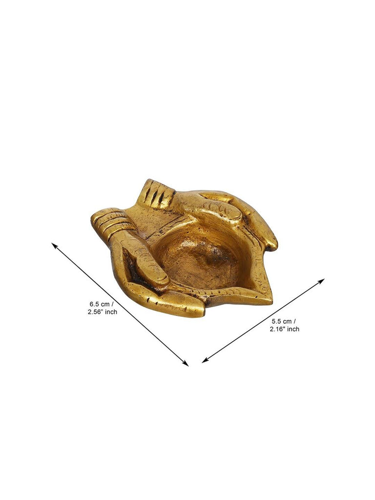 eCraftIndia 2 Pcs Lady Hand Holding Brass Diyas