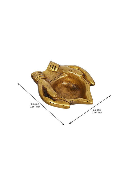 eCraftIndia 2 Pcs Lady Hand Holding Brass Diyas