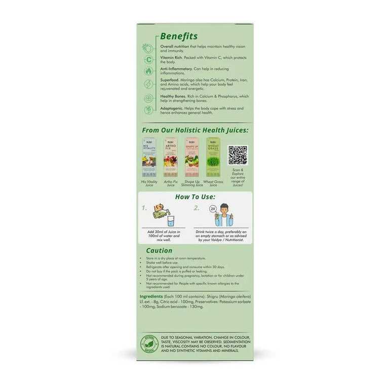 Sri Sri Tattva Moringa Juice - Powerhouse of Nutrients - 1 L