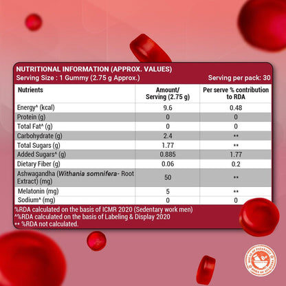 Patanjali Nutrela Ashwagandha & Melatonin Gummies - 30 Gummies