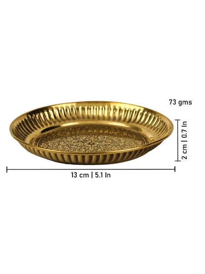 Spillbox Gold-Toned Brass Designer Halwa Thali Pooja Essential